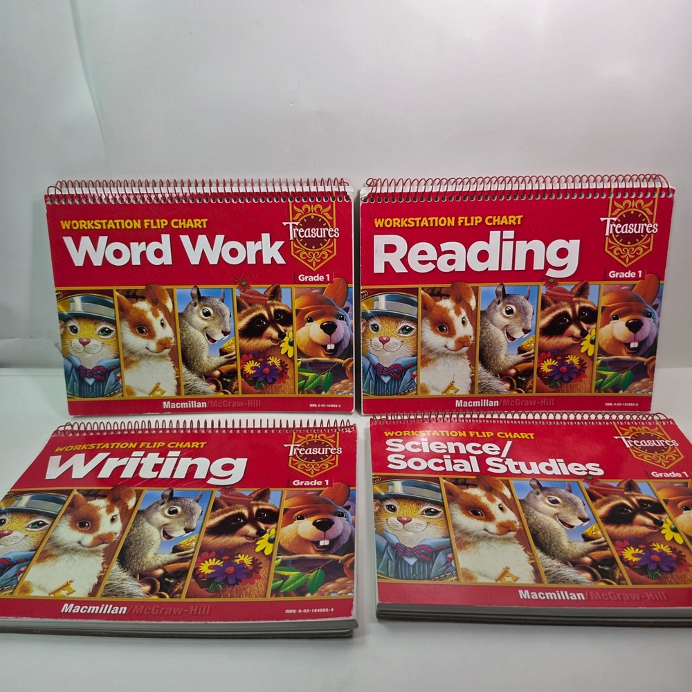 Macmillan McGraw-Hill Treasures Grade 1 Workstation Flip Chart Lot 4 Reading Sci